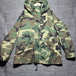Vintage ECWCS Parka Jacket Men's L Green Zip Gen 1 Cold Weather Woodland Camo